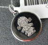 ESTATE .15CT DIAMOND 14KT WHITE GOLD 3D CIRCULAR BABY GIRL FUN FLOATING PENDANT
