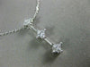 ESTATE LARGE .65CT DIAMOND 14K WHITE GOLD 3 STONE SQUARE FLOATING PENDANT #18527