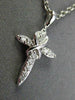 ESTATE SMALL .12CT DIAMOND 14KT WHITE GOLD 3D CROSS INFINITY FLOATING PENDANT