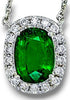 2.3CT DIAMOND & AAA TSAVORITE 18K WHITE GOLD OVAL & ROUND HALO SOLITAIRE PENDANT
