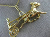 ANTIQUE LARGE 14KT YELLOW GOLD 3D FILIGREE HORSE RIDER RACING PENDANT #19848
