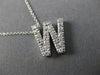 .38CT ROUND DIAMOND 14KT WHITE GOLD CLASSIC "W" INITIAL FLOATING PENDANT #18317
