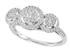 ESTATE .50CT DIAMOND 14KT WHITE GOLD ROUND PAVE CLUSTER MULTI CIRCULAR LOVE RING
