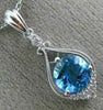 ESTATE 1.54CT DIAMOND & AAA BLUE TOPAZ 14KT WHITE GOLD MILGRAIN FILIGREE PENDANT