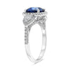 LARGE 3.46CT DIAMOND & AAA SAPPHIRE PLATINUM 3D CUSHION 3 STONE ENGAGEMENT RING