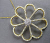 ESTATE EXTRA LARGE 2.85CT DIAMOND 18KT YELLOW GOLD FLOWER LOVE FLOATING PENDANT