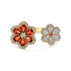 1.93CT DIAMOND & AAA RUBY 14KT YELLOW GOLD 3D CLASSIC DOUBLE FLOWER LOVE RING