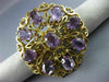 ANTIQUE VICTORIAN 14CT AAA AMETHYST 14KT YELLOW GOLD FLOWER PIN BROOCH #19164
