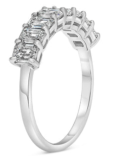 1.60CT DIAMOND 14KT WHITE GOLD EMERALD CUT 8 STONE SHARED PRONG ANNIVERSARY RING