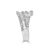 WIDE 1.28CT DIAMOND 18KT WHITE GOLD 3D ROUND & BAGUETTE CRISS CROSS SNAKE RING