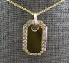 ESTATE .40CT DIAMOND 14K YELLOW GOLD 3D CLASSIC OCTAGON DOG TAG FLOATING PENDANT