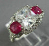 ESTATE LARGE 3.30CT DIAMOND & AAA RUBY 14K WHITE GOLD 3D CLASSIC ENGAGEMENT RING