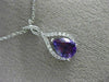 ESTATE 1.12CT DIAMOND & AAA AMETHYST 14KT WHITE GOLD TEAR DROP MILGRAIN PENDANT