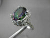 ESTATE LARGE 6.37CT DIAMOND & AAA MYSTIC TOPAZ 14KT WHITE GOLD 3D OVAL HALO RING