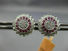 ESTATE LARGE .58CT DIAMOND & RUBY 14KT WHITE GOLD FLOWER FILIGREE STUD EARRINGS