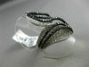 ESTATE MASSIVE 3.18CT WHITE & BLACK DIAMOND 14K WHITE GOLD 3D LEAF COCKTAIL RING