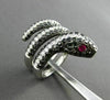 ESTATE LARGE 2.91CTW MULTI COLOR DIAMOND & AAA RUBY 18K WHITE GOLD 3D SNAKE RING
