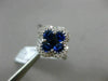 ESTATE 1.38CT DIAMOND & AAA SAPPHIRE 18KT WHITE GOLD 3D SQUARE FLOWER LOVE RING