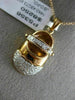 ESTATE LARGE .43CT DIAMOND 14KT ROSE GOLD 3D BABY SHOE PAVE FUN FLOATING PENDANT