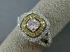 ESTATE LARGE GIA 1.0CT DIAMOND 18K TRI COLOR GOLD 3D CUSHION CUT ENGAGEMENT RING
