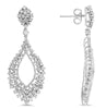 LARGE 2.93CT DIAMOND 14K WHITE GOLD 3D MULTI ROW OPEN TEAR DROP HANGING EARRINGS