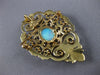 ANTIQUE LARGE VICTORIAN FIERY OPAL 14KT YELLOW GOLD FILIGREE PIN PENDANT #20240