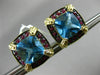 ESTATE LARGE 6.36CT BLUE TOPAZ & RUBY 14KT YELLOW GOLD FILIGREE CLIP ON EARRINGS
