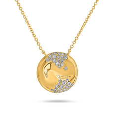 .33CT DIAMOND 14KT YELLOW GOLD CLASSIC CIRCULAR PAVE ADJUSTABLE FLOATING PENDANT