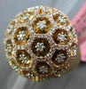 EXTRA LARGE .27CT WHITE & PINK DIAMOND 18K WHITE & ROSE GOLD CLUSTER FLOWER RING