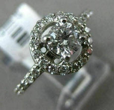 ESTATE 1.34CT DIAMOND 14KT WHITE GOLD CLASSIC HALO SEMI ETERNITY ENGAGEMENT RING