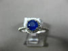 ESTATE .92CT DIAMOND & AAA SAPPHIRE 14K WHITE GOLD 3D ROUND HALO ENGAGEMENT RING