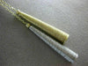 ESTATE .13CT DIAMOND 14K WHITE & YELLOW GOLD MESH LARIAT ELONGATED LOVE NECKLACE