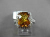 ESTATE LARGE 4.37CTW DIAMOND & EXTRA FACET CITRINE 14KT WHITE GOLD 3D HALO RING