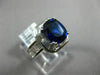 ESTATE LARGE 5.24CT DIAMOND & AAA SAPPHIRE 18KT WHITE GOLD HALO ENGAGEMENT RING