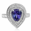 LARGE 3.07CT DIAMOND & AAA TANZANITE 14KT WHITE GOLD 3D PEAR SHAPE FILIGREE RING