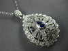 ESTATE LARGE 1.32CT DIAMOND & AAA SAPPHIRE 14KT WHITE GOLD 3D TEAR DROP PENDANT