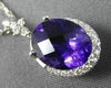 ESTATE 2.38CT DIAMOND & AAA OVAL AMETHYST 14K WHITE GOLD FLOWER FILIGREE PENDANT