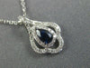 ESTATE .46CT DIAMOND & AAA SAPPHIRE 14KT WHITE GOLD 3D TEAR DROP FLOWER PENDANT