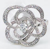 LARGE .85CT DIAMOND 18K WHITE GOLD MULTI LEAF SOLITAIRE FLOWER ENGAGEMENT RING