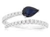 1.30CT DIAMOND & AAA SAPPHIRE 14K WHITE GOLD PEAR SHAPE & ROUND CRISS CROSS RING