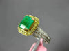 ESTATE 2.10CT WHITE & FANCY YELLOW DIAMOND & AAA EMERALD 18K 2 TONE GOLD 3D RING