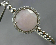 ESTATE LARGE .50CT DIAMOND & PINK QUARTZ 14K WHITE GOLD CIRCULAR BANGLE BRACELET
