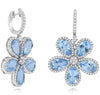 LARGE 9.22CT DIAMOND & AAA AQUAMARINE 14KT WHITE GOLD PEAR SHAPE FLOWER EARRINGS