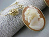 ANTIQUE 14KT YELLOW GOLD LADY SHELL CAMEO WIRE HANGING FILIGREE EARRINGS #20163