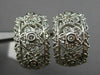 ESTATE LARGE 1.0CT DIAMOND 14KT WHITE GOLD 3D FLOWER CLIP ON HANGING EARRINGS
