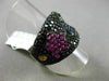 ESTATE 2.85CT BLACK DIAMOND & AAA MULTI COLOR SAPPHIRE 18KT GOLD BUTTERFLY RING