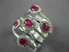 ESTATE LARGE 1.65CT DIAMOND & AAA RUBY 14K WHITE GOLD MULTI ROW ANNIVERSARY RING