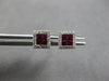 .61CT DIAMOND & AAA RUBY 14K WHITE GOLD PRINCESS & ROUND INVISIBLE STUD EARRINGS