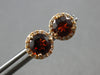 2.30CT DIAMOND & AAA GARNET 14KT ROSE GOLD 3D CLASSIC ROUND HALO STUD EARRINGS