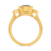 LARGE 2.72CT DIAMOND & AAA SAPPHIRE 14KT YELLOW GOLD EMERALD CUT ENGAGEMENT RING
